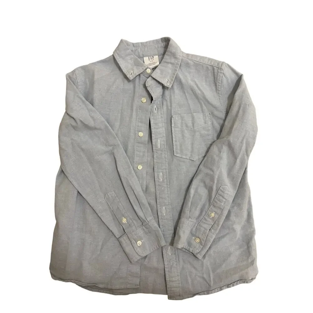 Gap Kids Oxford Button Down Shirt Blue Long Sleeve Cotton Boys Size M 8